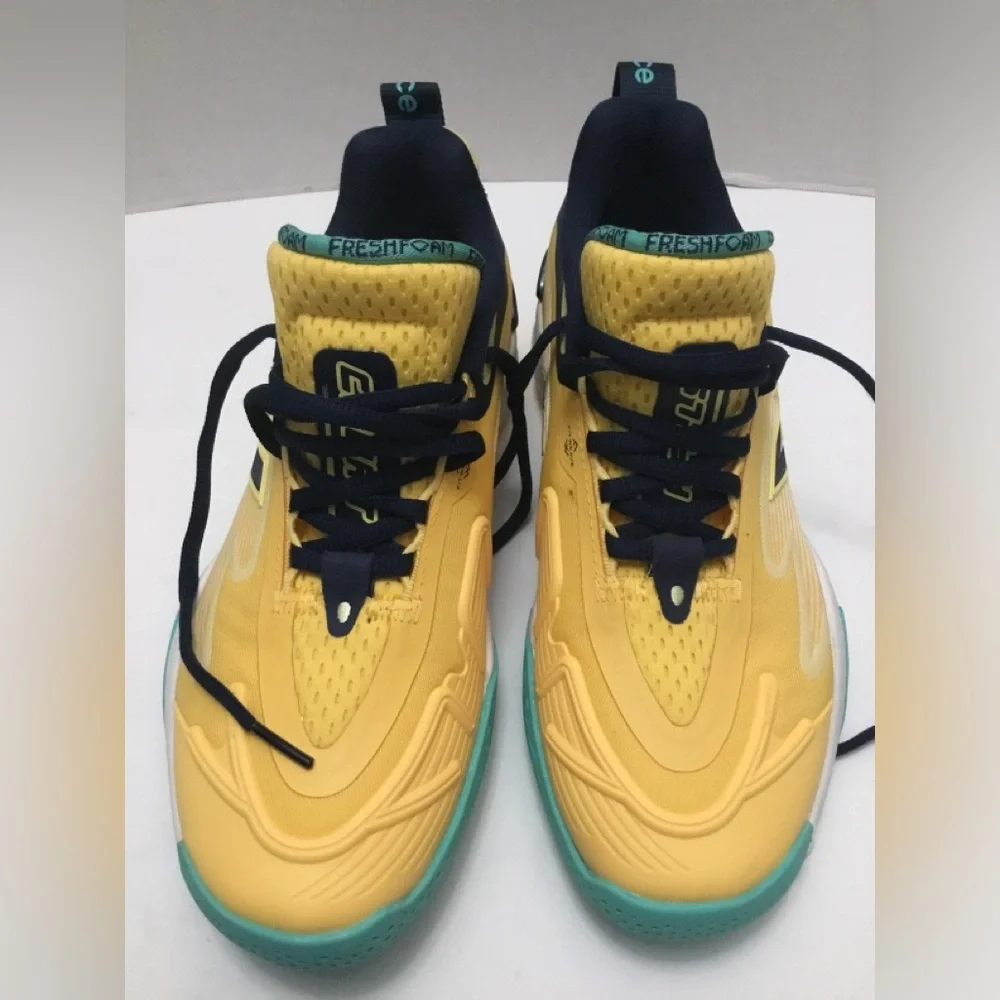 New Balance Yellow and Teal Sneakers with Navy Laces